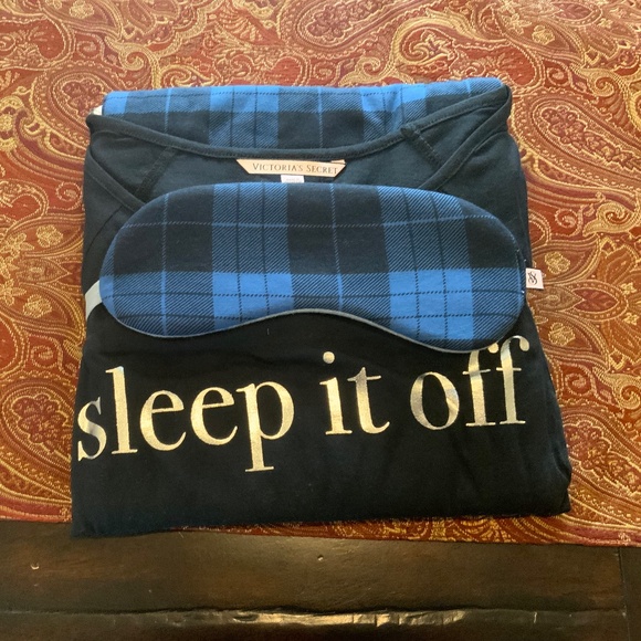 Victoria Secret pajama 3 piece set- tank/long pants/sleep mask, size s, NWT